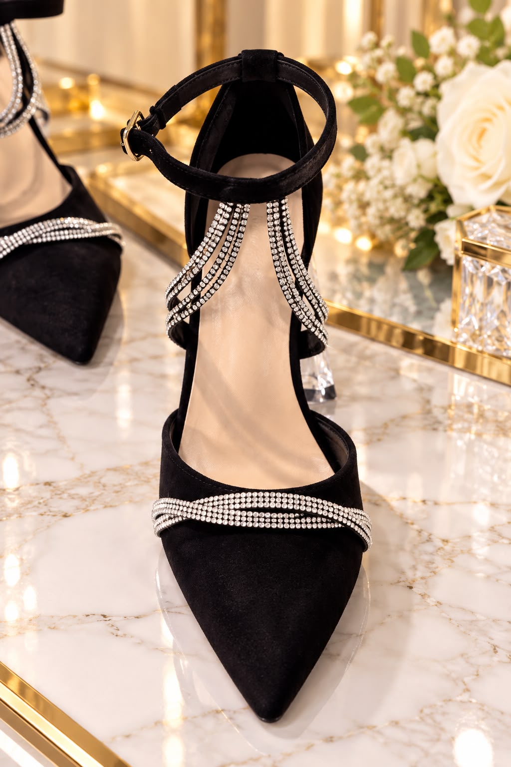 Black Crystal Glam Heels