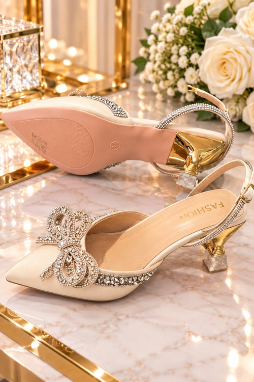 Champagne Crystal Bow Heels