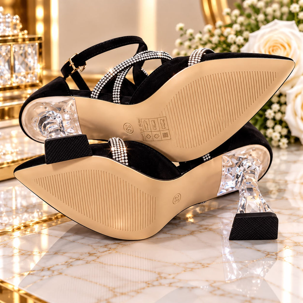 Black Crystal Glam Heels