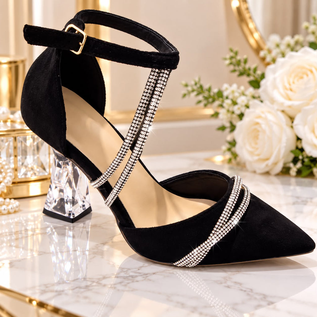 Black Crystal Glam Heels
