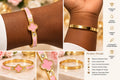 Pink Clover Gold Stainless Steel Bangle Bracelet