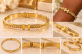 Elegant Gold Chain Detail Bangle Bracelet