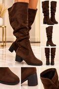 Chocolate Brown Slouch Knee-High Boots