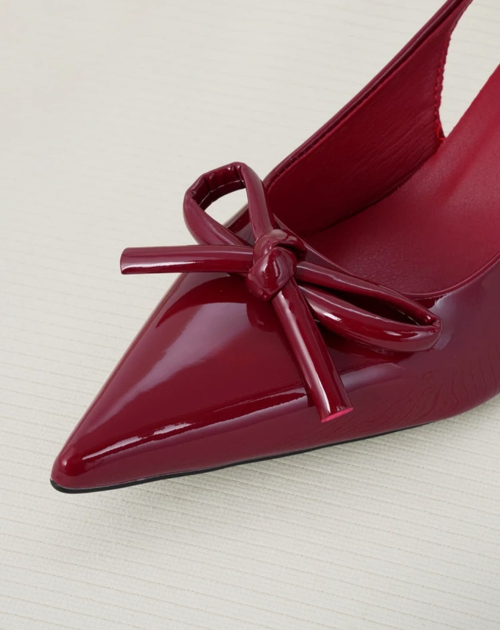Burgundy Bow Slingback Heels