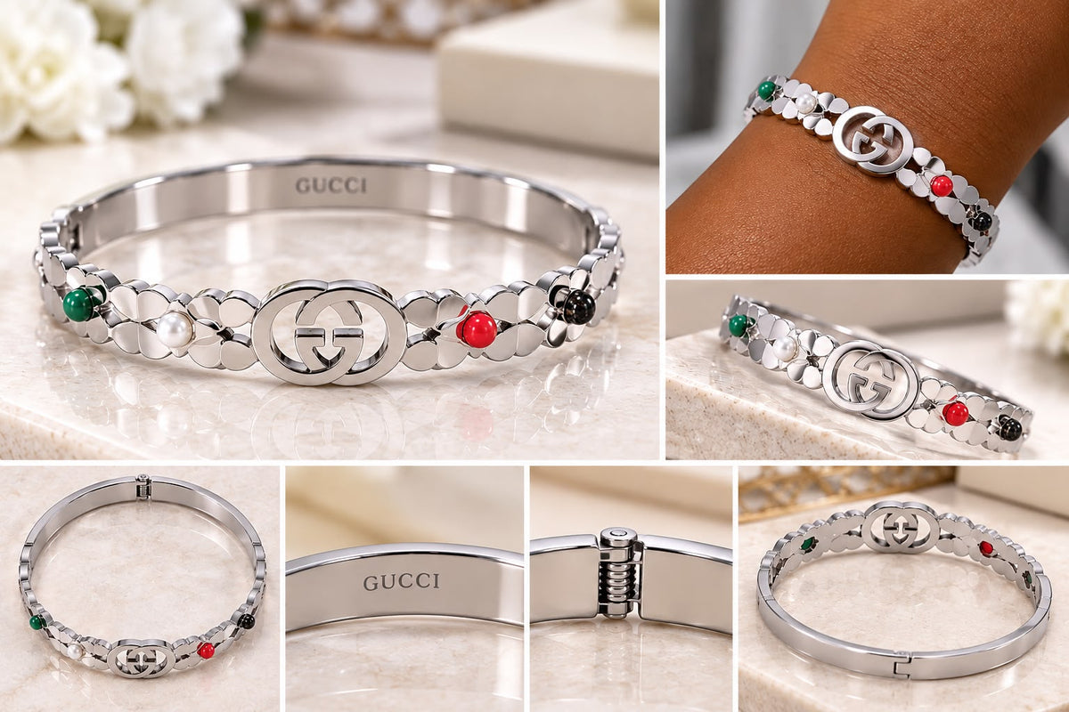 Elegant Floral Bangle Bracelet