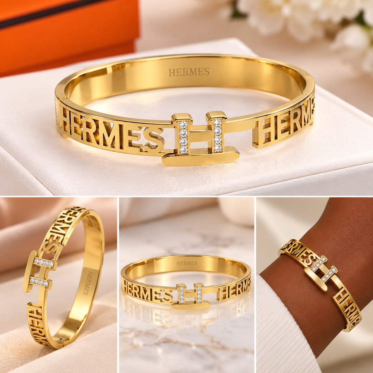 Gold H-Style Luxury Bangle Bracelet