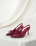 Burgundy Bow Slingback Heels