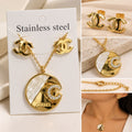 Gold Staintless Steel Necklave & Earrings Set