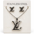 Siver Stainless Steel Necklace & Earrings Set